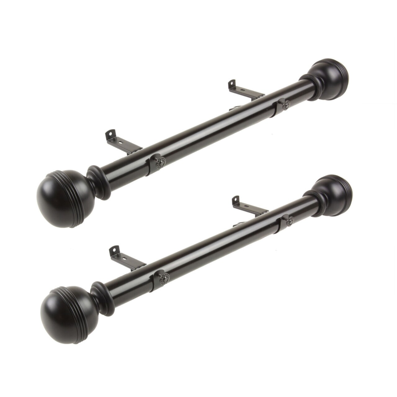 Hermosa Home Home Decorative Julian 1.5" dia. Side Window Curtain Rod 12" long (Set of 2) - Black